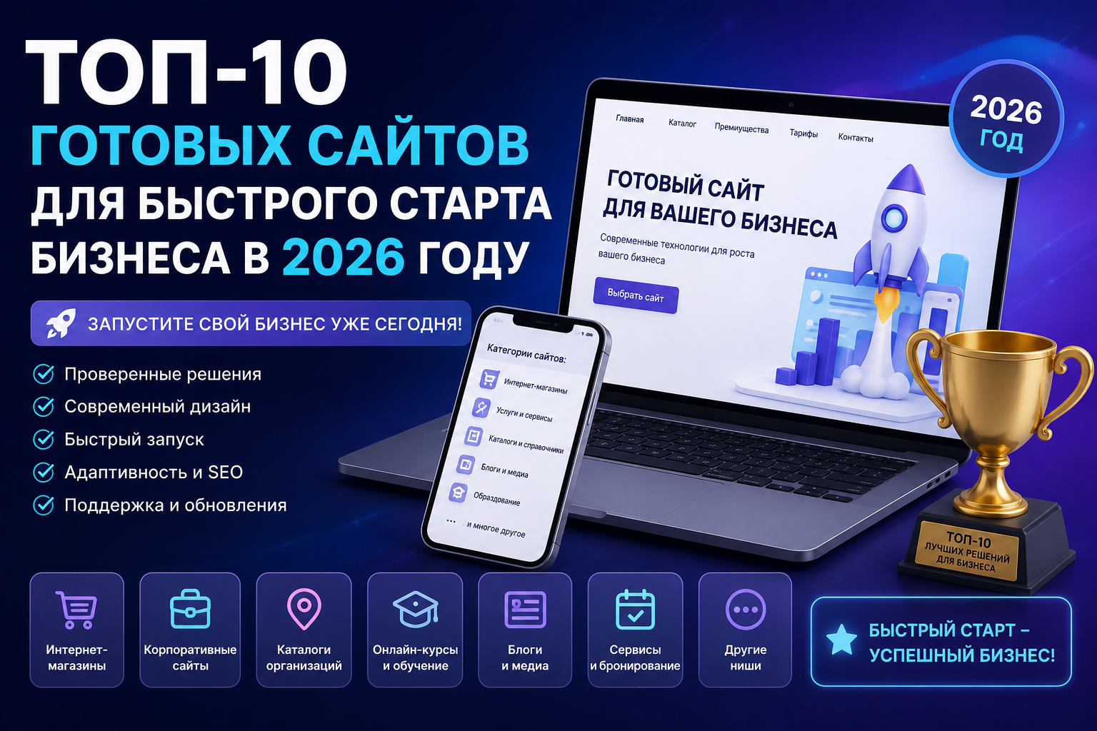Топ-10 готовых сайтов для быстрого старта бизнеса в 2026 году