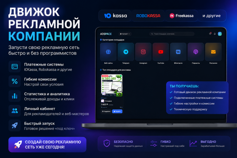 ADSPACE — CMS маркетплейса рекламных площадок (PHP + MySQL)